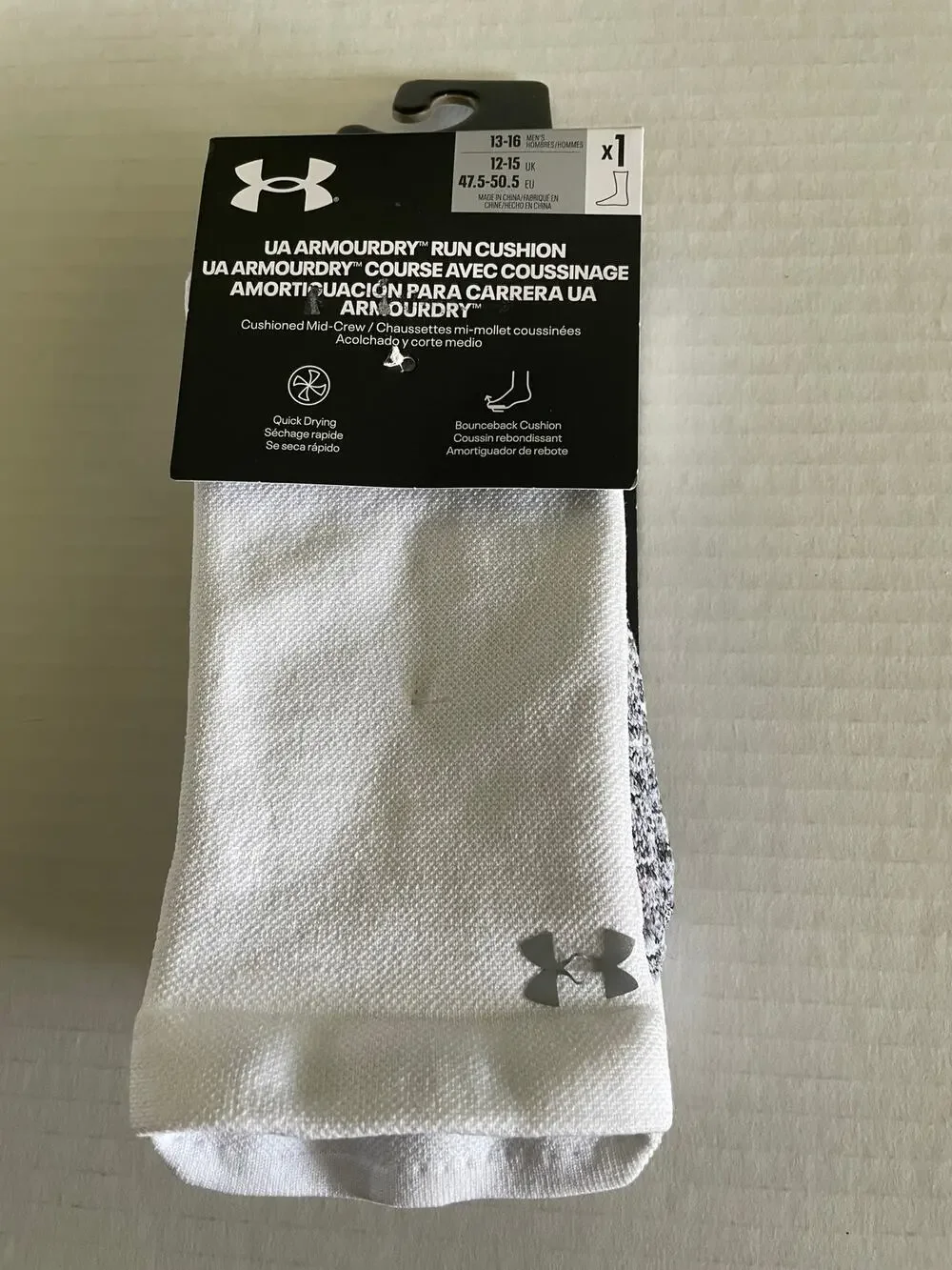 Under Armour Run Cushion Mid Crew Athletic Socks Size XL NEW